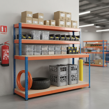 Heavy Duty Workstation - 1677mm High - 400kg Capacity - Chipboard - Blue & Orange