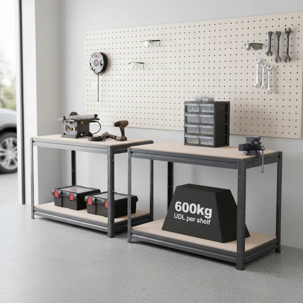 Premium Heavy Duty Workbenches - Adjustable Height & High Capacity - Front view