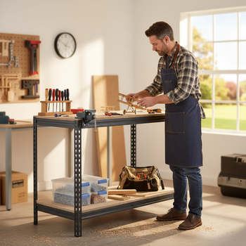 Heavy Duty Workbench - 915mm High - 400kg Capacity - Grey Chipboard