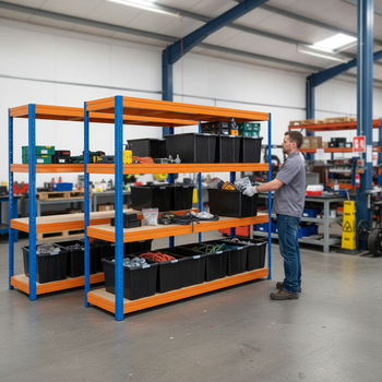 Premium Heavy Duty Shelving with 12x 62L DIY Storage Boxes - 1770mm High