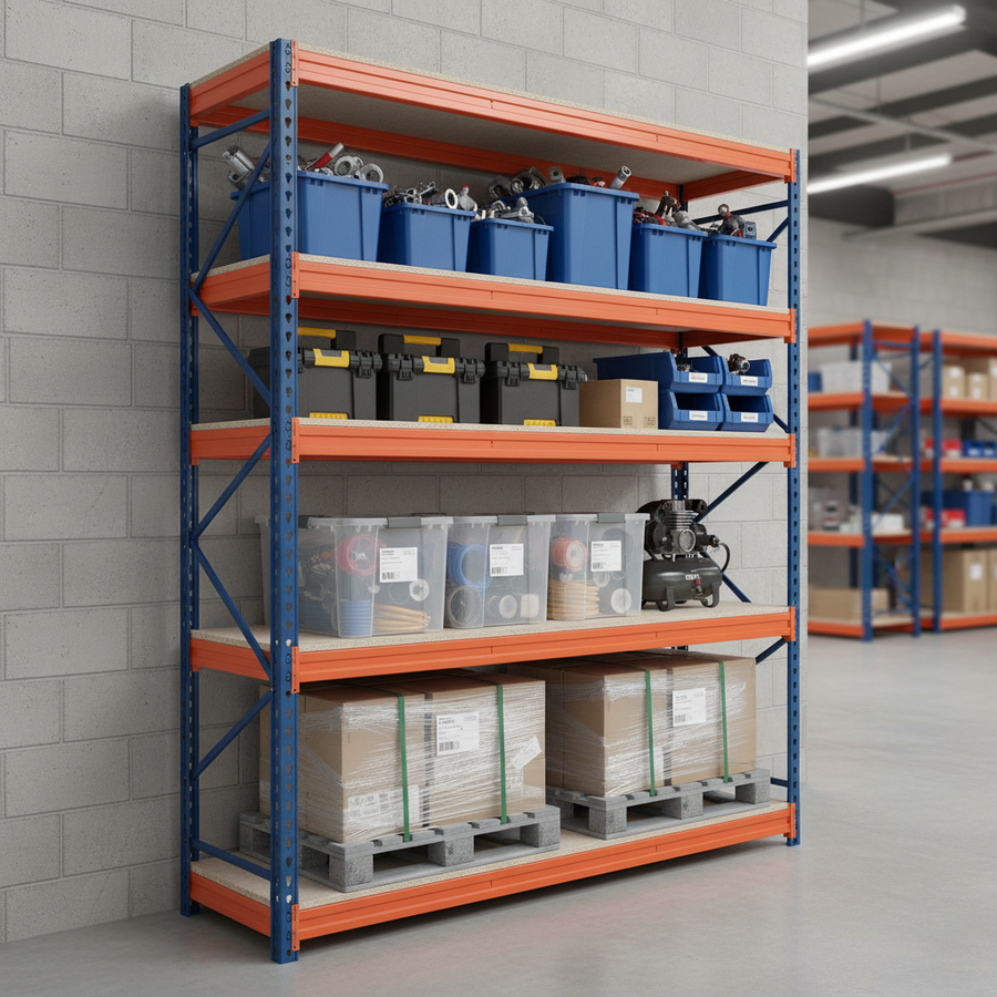Heavy Duty Industrial Shelving - 2200mm High - 500kg Load Capacity - Front view