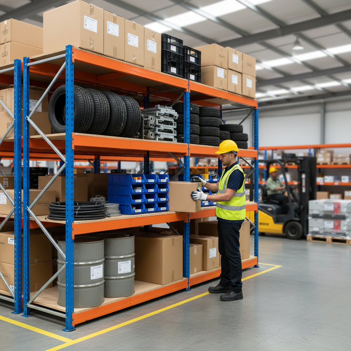 Heavy Duty Industrial Shelving - 2440mm High - 800kg Capacity - Chipboard - Side view