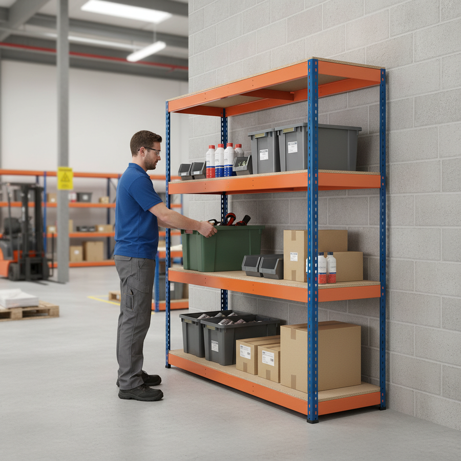 Heavy Duty Industrial Shelving - 1677mm High - 400kg Capacity - Chipboard - Front view