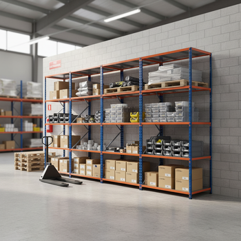 4-Level Heavy Duty Industrial Shelving - 1980mm High - 340kg Capacity - Steel Construction