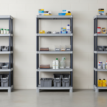 Premium Plastic Shelving - 1720mm High - 20kg Capacity - Grey