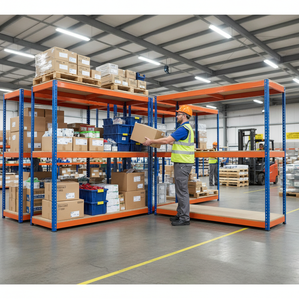 Premium Heavy Duty Industrial Shelving - 1677mm High - 400kg Capacity - Chipboard Construction - Side view