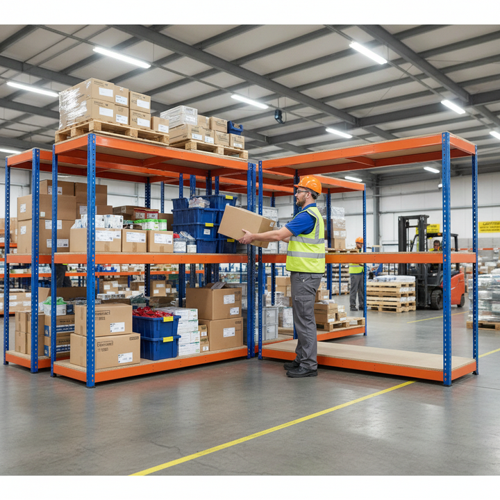 Premium Heavy Duty Industrial Shelving - 1677mm High - 400kg Capacity - Chipboard Construction - Side view