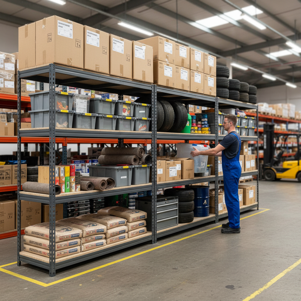 3x Premium Heavy Duty Garage Shelving - 2000mm High - 500kg Capacity - Grey - Side view