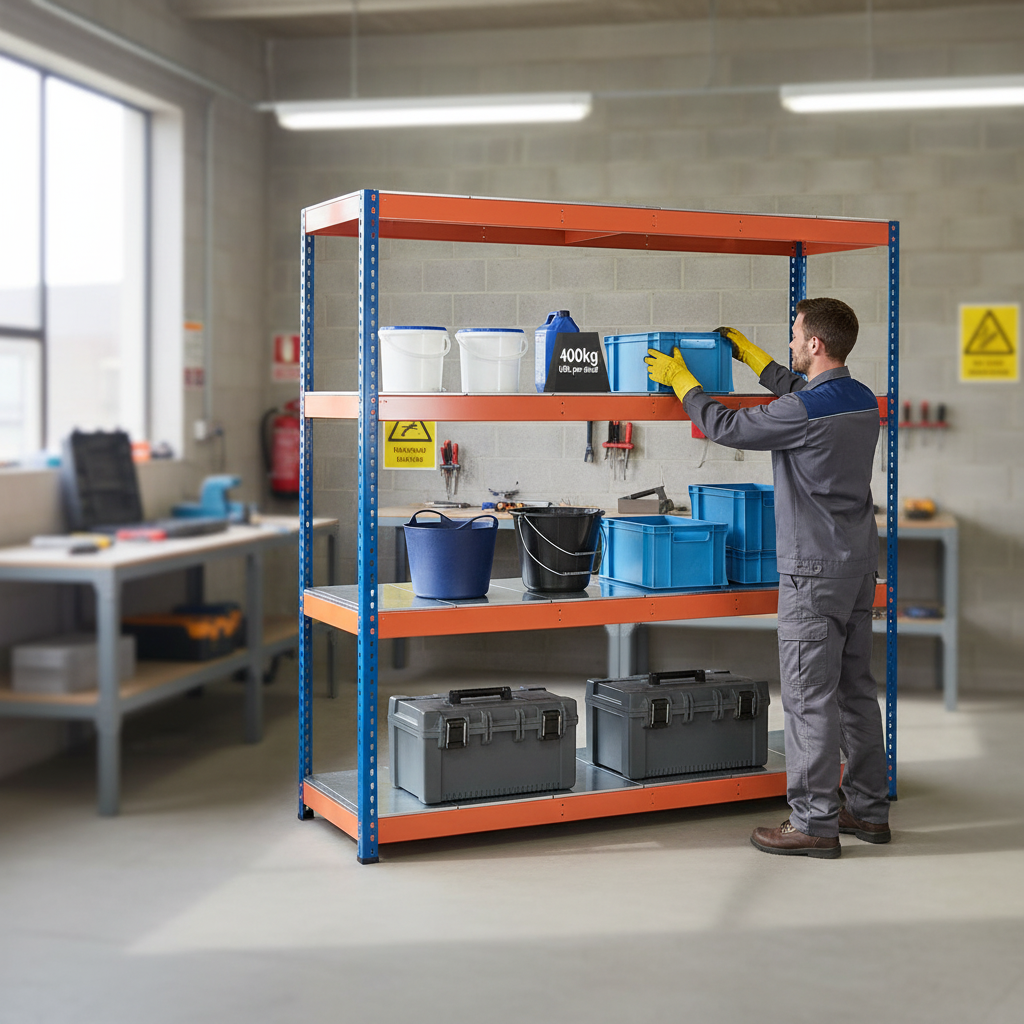 Heavy Duty Industrial Steel Shelving - 1980mm High - 400kg Capacity - Front view