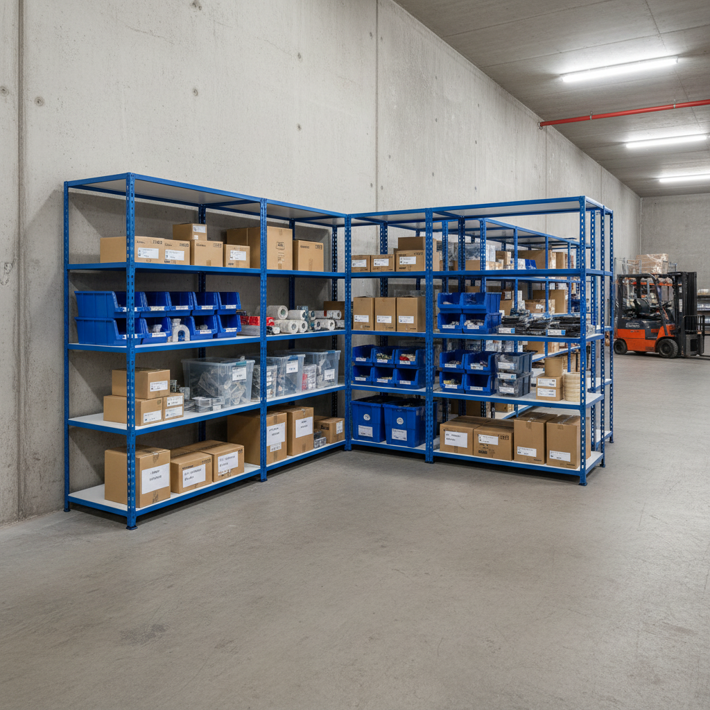 5x Premium Industrial Shelving - 1830mm High - 200kg Capacity - Blue Finish - Side view