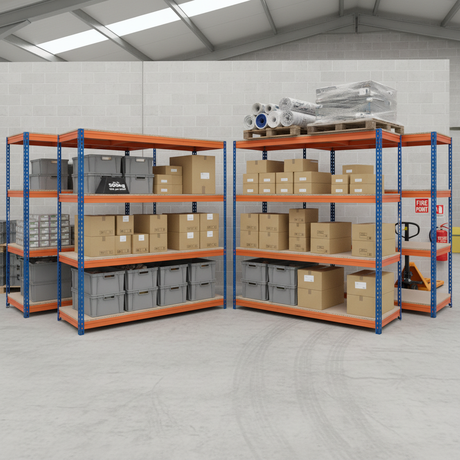 Premium Heavy Duty Industrial Shelving - 2200mm High - 500kg Capacity - Front view