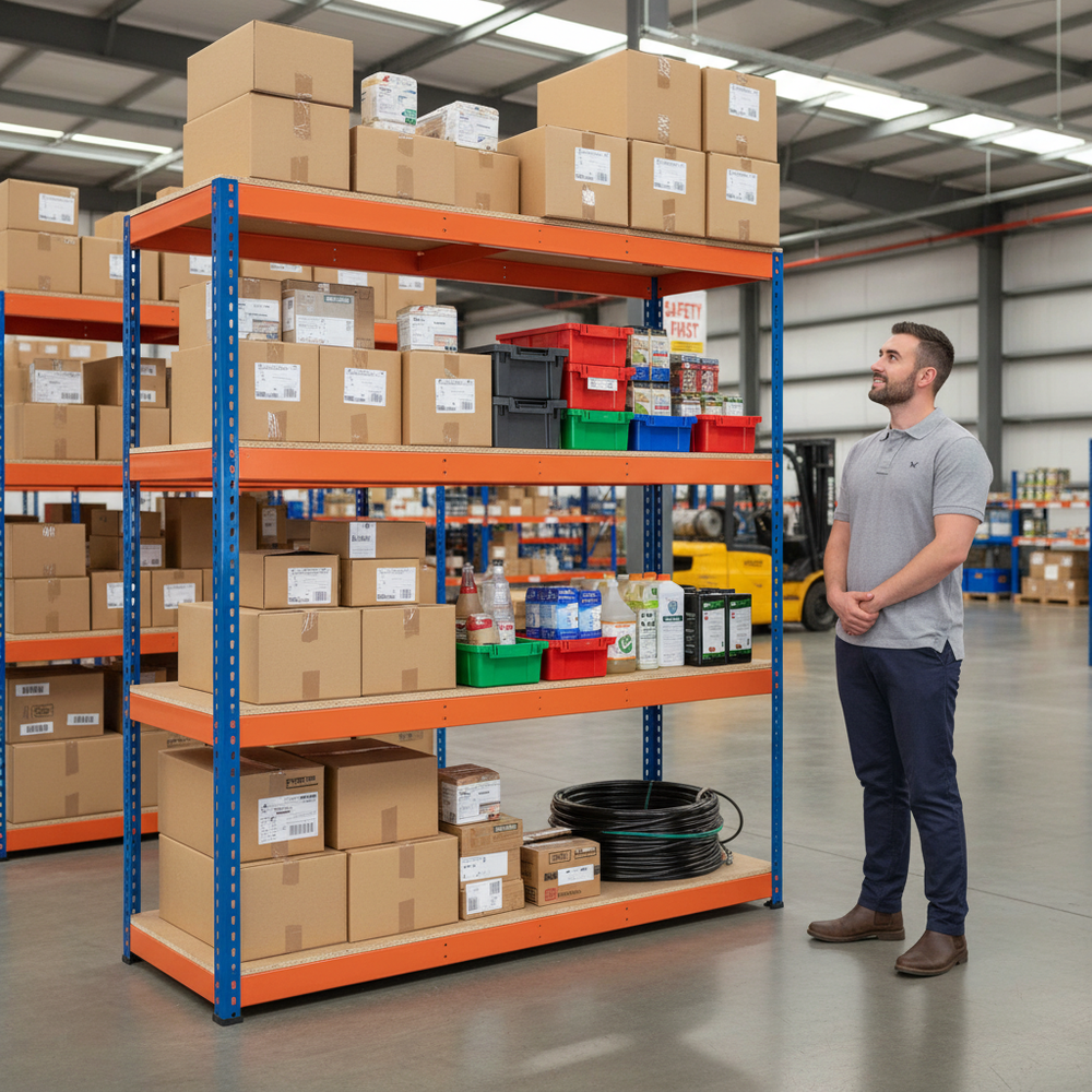 Heavy Duty Industrial Shelving - 1980mm High - 800kg Capacity - Chipboard - Side view