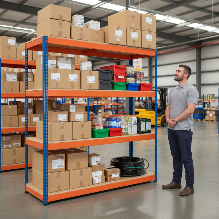 Heavy Duty Industrial Shelving - 1980mm High - 800kg Capacity - Chipboard - Side view