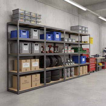 Heavy Duty Garage Shelving Unit - 2130mm High - 200/280kg Capacity - Grey