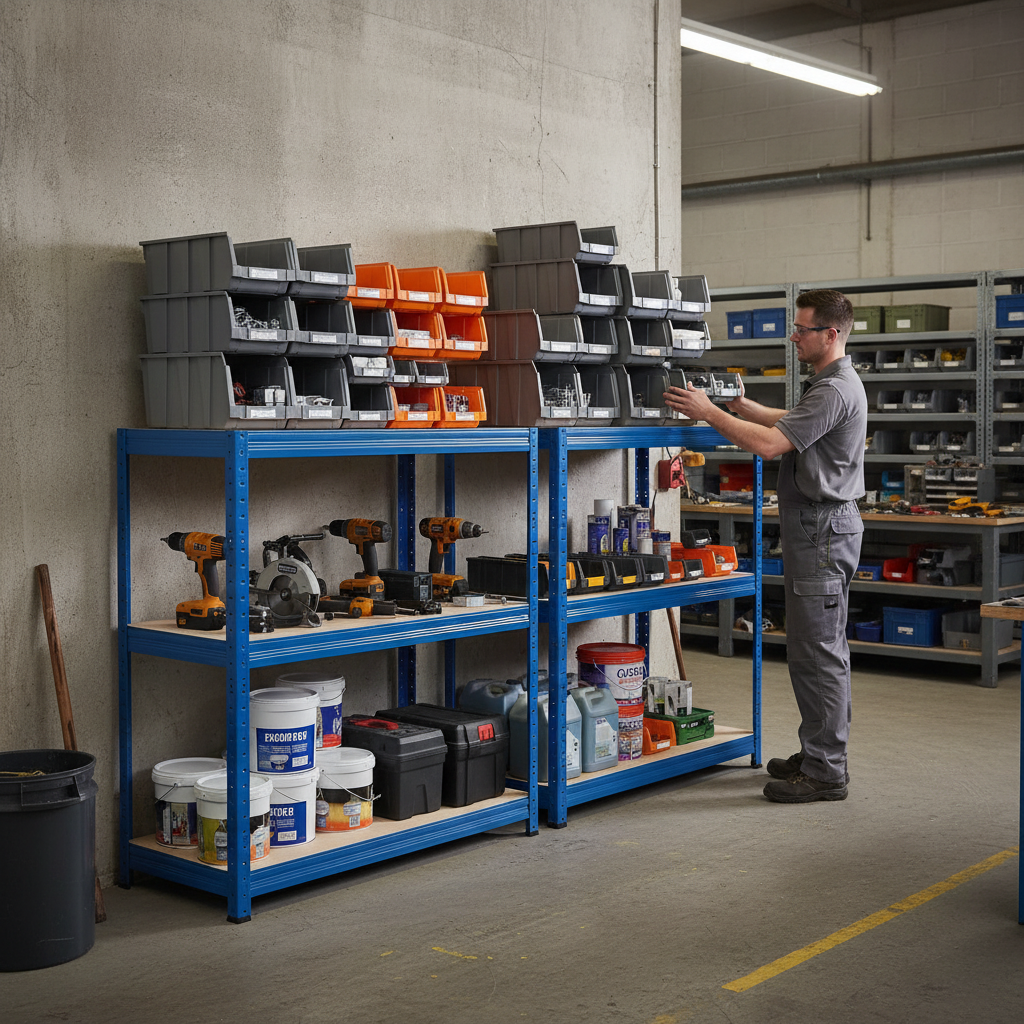 Premium Half Height Shelving Units - 900mm High - 200/280kg Capacity - Blue - Side view