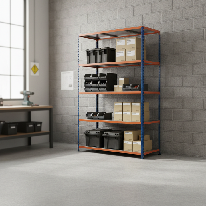 Heavy Duty Industrial Shelving - 1830mm High - 200kg Capacity - Steel Construction - Front view