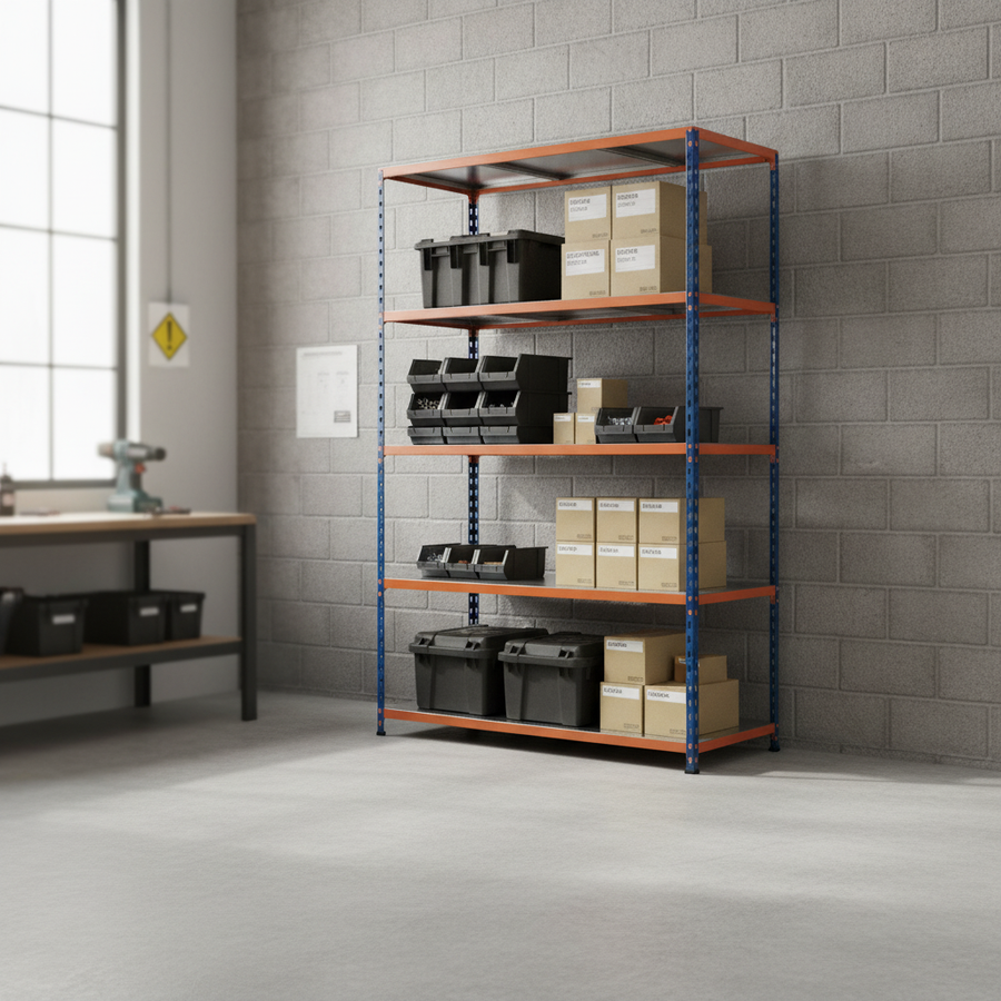 Heavy Duty Industrial Shelving - 1830mm High - 200kg Capacity - Steel Construction - Front view