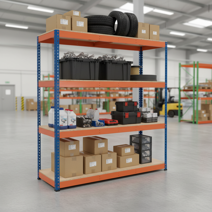 Heavy Duty Industrial Shelving - 1980mm High - 800kg Capacity - Chipboard - Front view