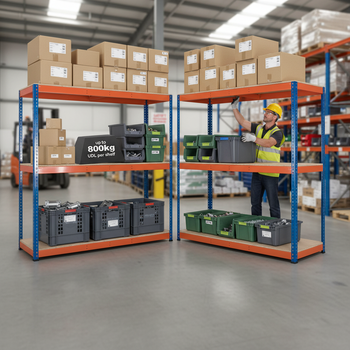 Heavy Duty Industrial Shelving System - 2440mm High - 800kg Capacity - Chipboard