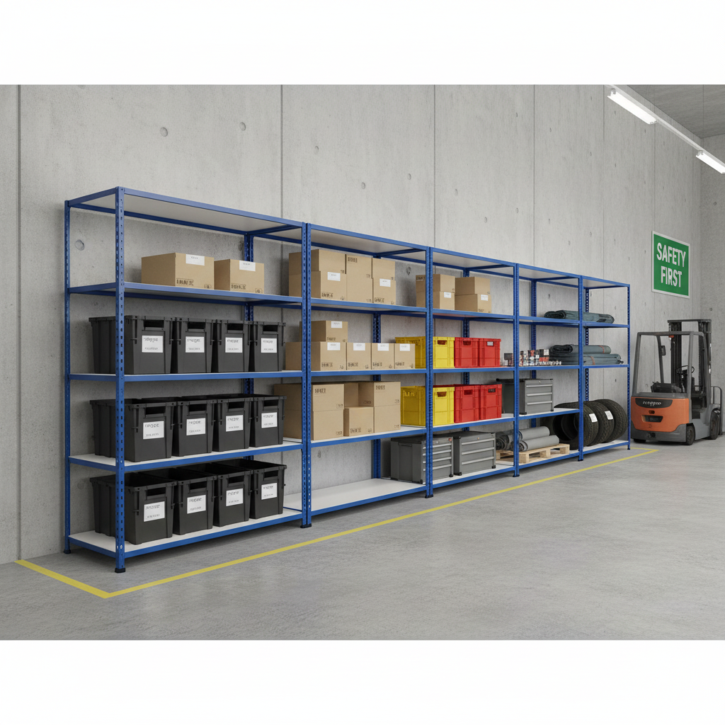 Heavy Duty Industrial Shelving - 1830mm High - 200kg Capacity - Melamine - Blue - Front view