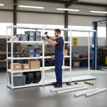 Heavy Duty Metal Garage Shelving - 1800mm High, 90/130kg Capacity - White